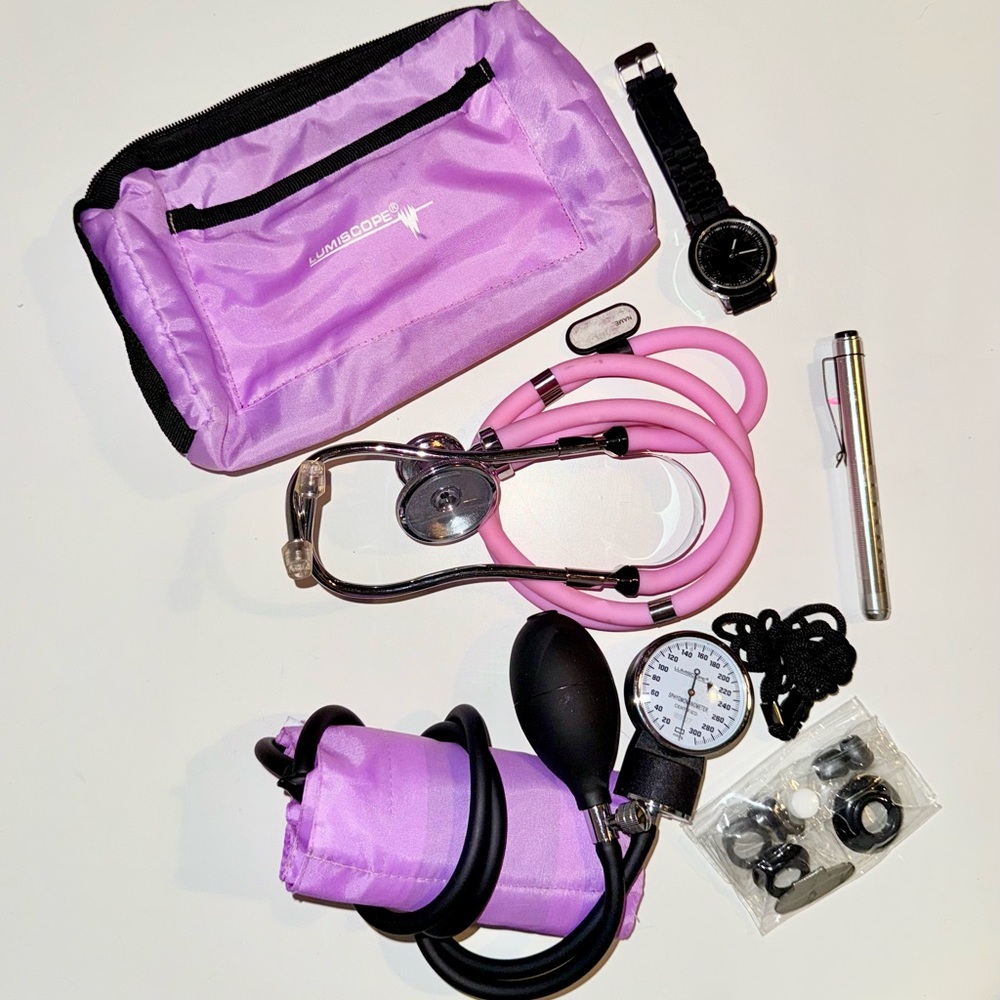 Purple and Pink Medical Kit with Stethoscope